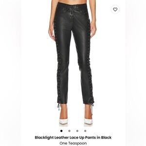 NWT One Teaspoon Backlight Sheep Leather Lace Up Pants Black Festival Size XS